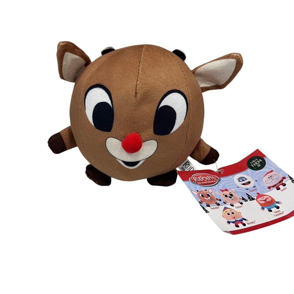 Toy Factory Rudolph The Red-Nosed Reindeer 5" Round Plush Stuffed Toy NWT